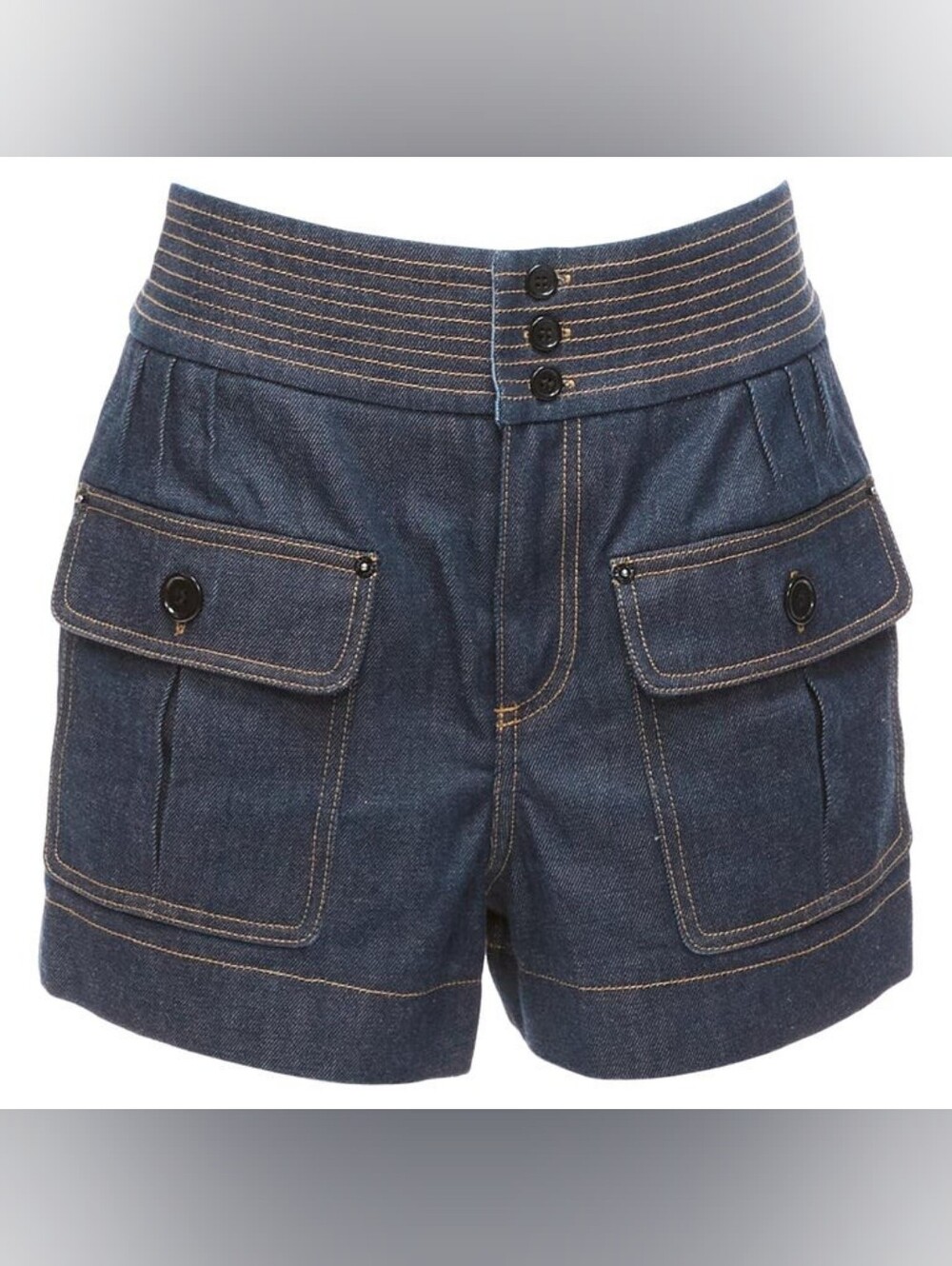 Chloé Raw Denim Cargo Shorts - FR 38 US 6